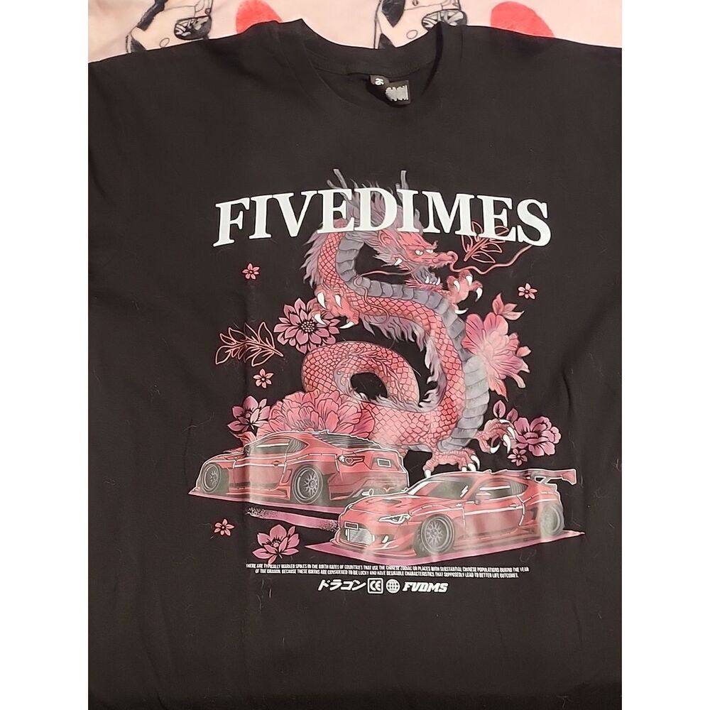 FIVEDIMES Black Tee with Pink Dragon & FRS/BRZ